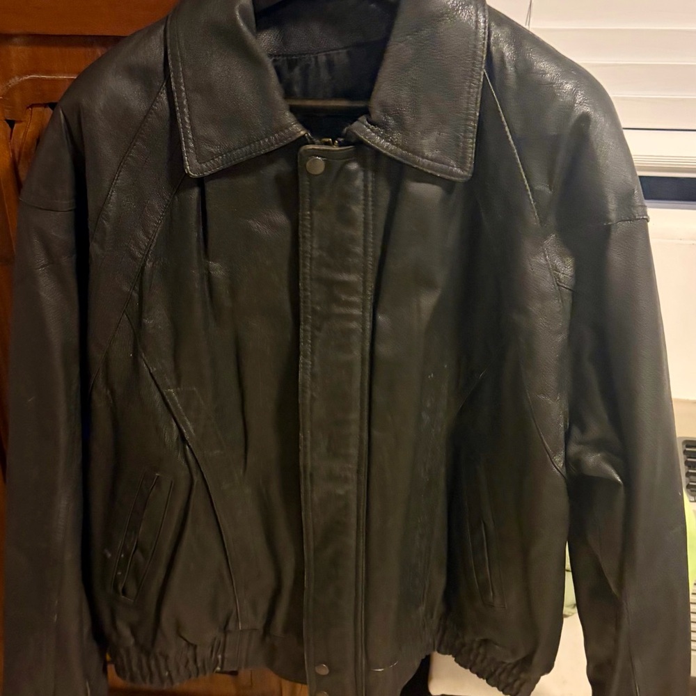 John Ashford Black Leather Bomber Jacket